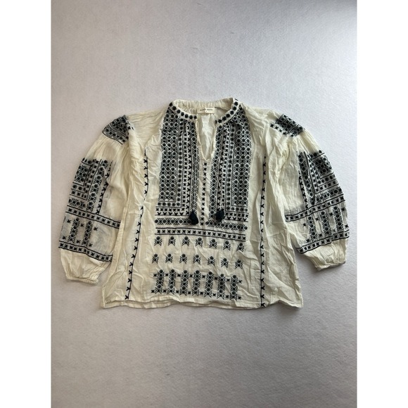 Maison Hotel Blouse Embroidered Lolo Peasant Top Size M EUC - Picture 3 of 12